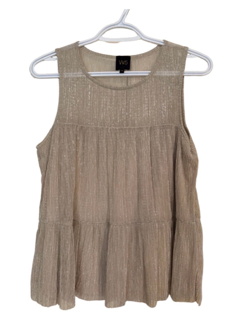 W5 Metallic Pleated Sleeveless Top - Champagne